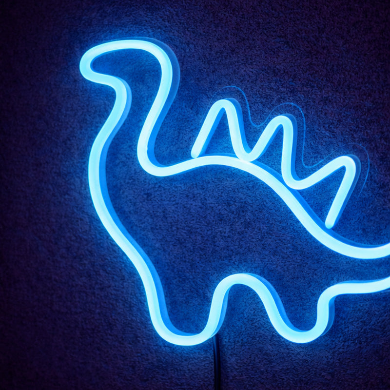 Blue Neon Dinosaur LED Wall Sign – Cute Minimal Dino Light