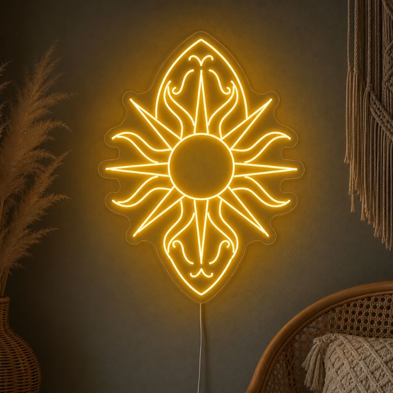 Boho Neon Sign Aesthetic - Celestial Sun Wall Decor