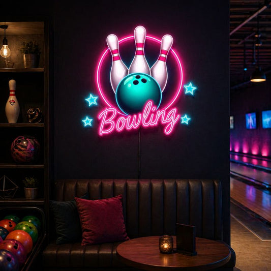 Bowling Neon Sign - Retro Wall Decor LED Light