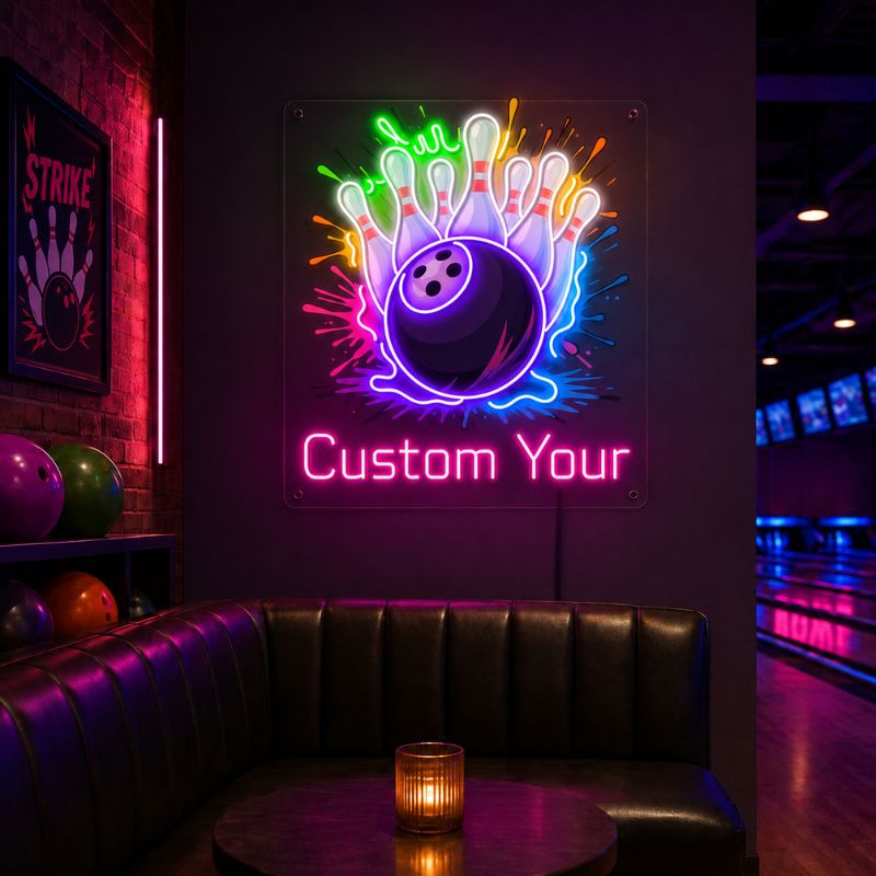 Bowling Neon Sign - Strike Wall Decor LED Light | Custom Your