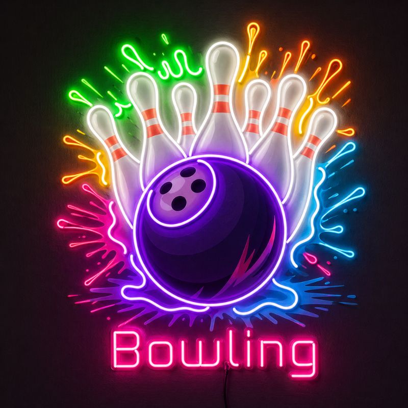 Bowling Neon Sign - Strike Wall Decor LED Light