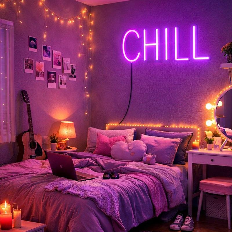 CHILL Neon Sign – Aesthetic LED Wall Decor for Bedroom & Gaming Room