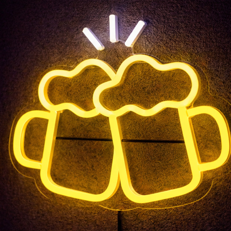 Cheers Beer Neon LED Wall Sign – Clinking Beer Mugs Light