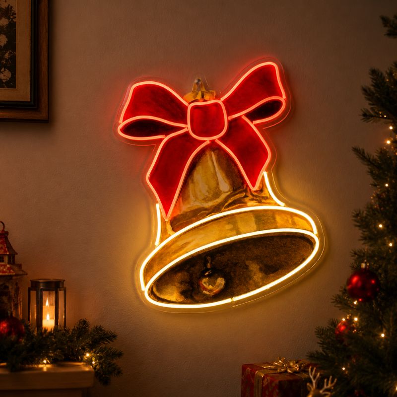 Christmas Neon Sign - Bell LED Wall Decor for Home