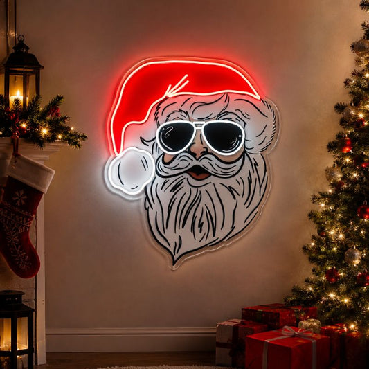 Christmas Neon Sign - Cool Santa LED Wall Decor Light