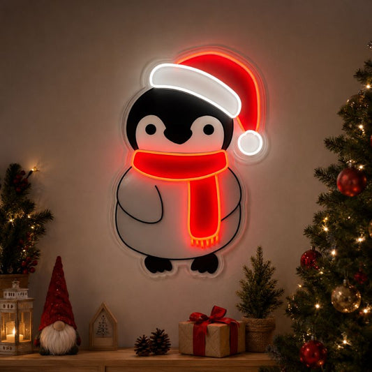 Christmas Neon Sign - Penguin LED Wall Decor Light