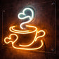 Coffee Cup LED Neon Sign – Warm Yellow Acrylic Wall Decor Light