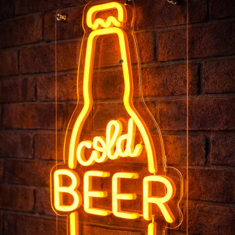 Cold Beer Bottle Neon Sign – LED Bar Wall Light