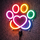 Colorful Paw & Heart Neon Sign – Cute Multicolor LED Wall Light for Pet Lovers