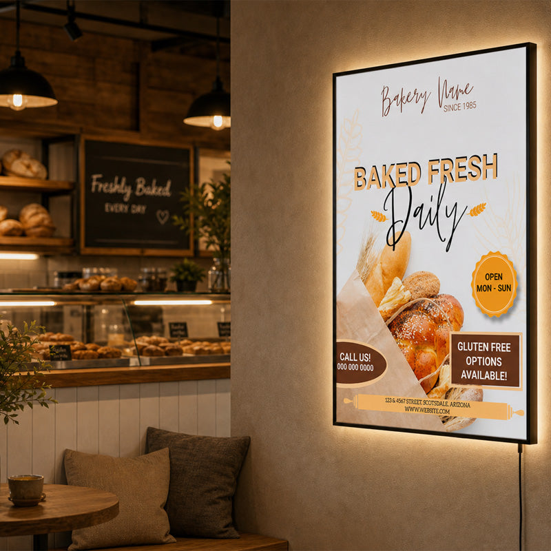 Custom Bakery Lightbox Sign - Fresh Bread Display