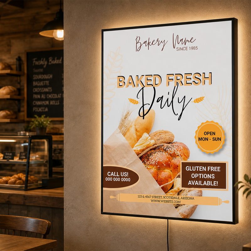 Custom Bakery Lightbox Sign - Fresh Bread Display