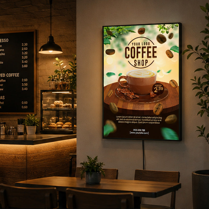 Custom Cafe Lightbox Sign - Coffee Cup Wall Display