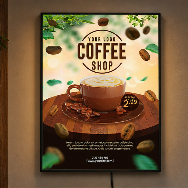 Custom Cafe Lightbox Sign - Coffee Cup Wall Display