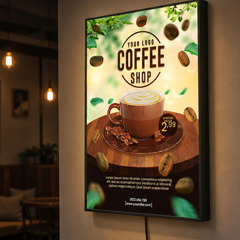Custom Cafe Lightbox Sign - Coffee Cup Wall Display