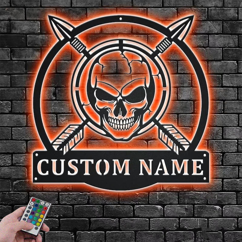 Custom Name Archery Player Name Sign Decoration For Room, Metal Wall Signs With RGB Led Light