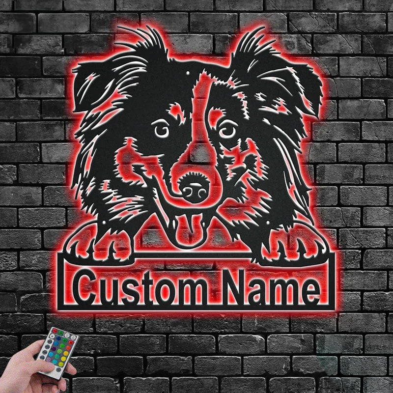 Custom Name Australian Shepherd Name Sign Decoration For Dog Room, Metal Wall Signs With RGB Led Light