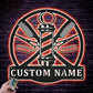 Custom Name Barber Hair Stylist, Metal Wall Signs With RGB Led Light