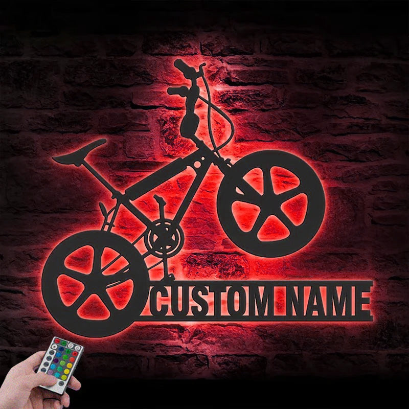 Custom Name Bicycle Racing Metal Wall Signs With RGB Led Light