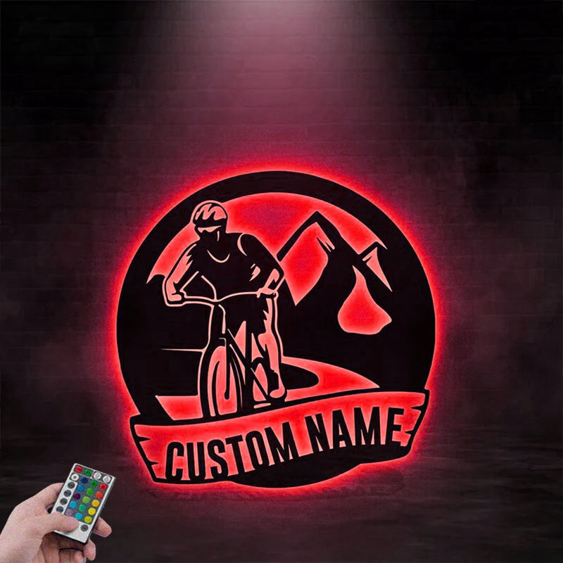 Custom Name Biker Metal Wall Signs With RGB Led Light