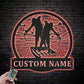 Custom Name Bowfishing Father And Son Metal Wall Signs With RGB Led Light