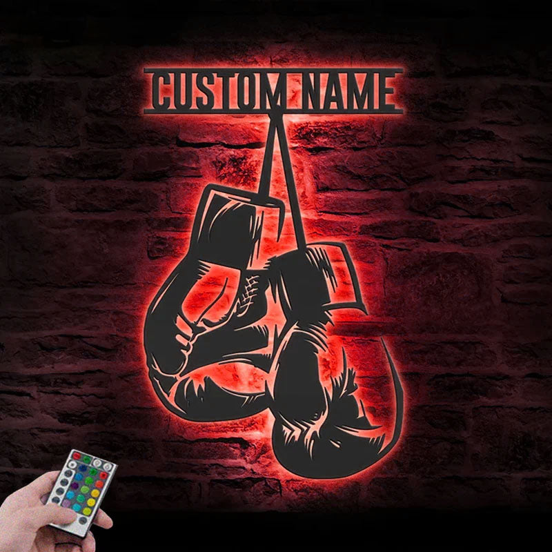Custom Name Boxer Name Sign Home Decor Gym RoomMetal Wall Signs With RGB Led Light