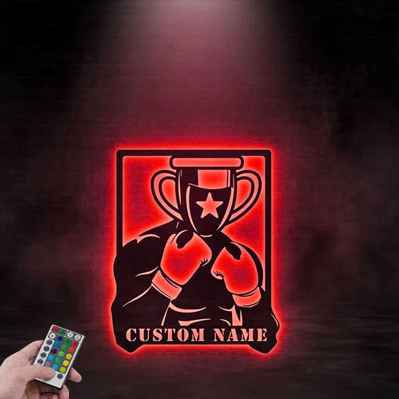 Custom Name Boxing Metal Wall Signs With RGB Led Light