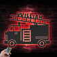Custom Name Boy Vehicle Firetruck Name Sign Home Decor Metal Wall Signs With RGB Led Light