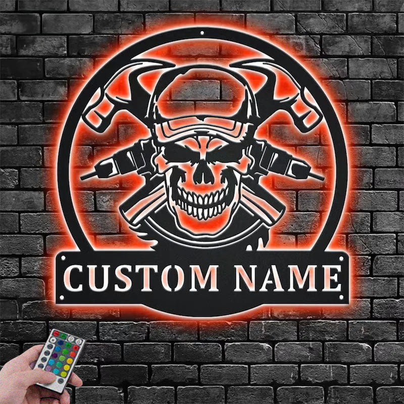 Custom Name Carpenter Name Sign Decoration For Room, Metal Wall Signs With RGB Led Light