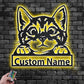 Custom Name Cat Name Sign Decoration For Room, Metal Wall Signs With RGB Led Light