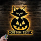 Custom Name Cat Pumkin, Metal Wall Signs With RGB Led Light