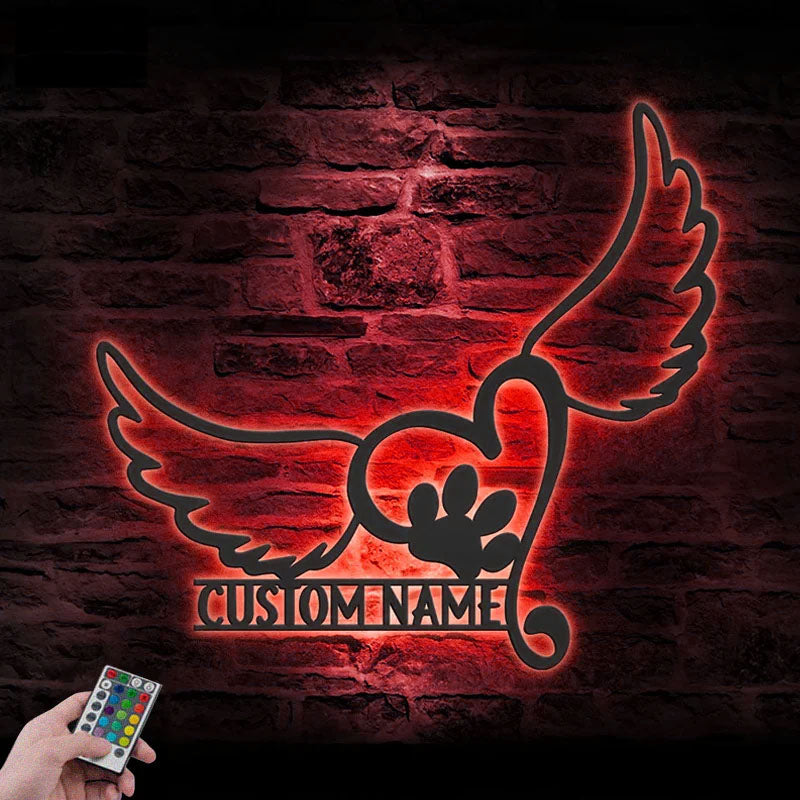 Custom Name Cat Remember Name Sign Home Decor, Metal Wall Signs With RGB Led Light