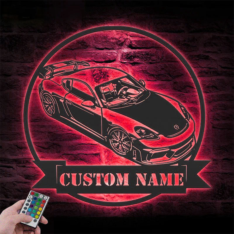 Custom Name Classic Muscle Car Name Sign Home Decor Mechanic Repair Metal Wall Signs With RGB Led Light