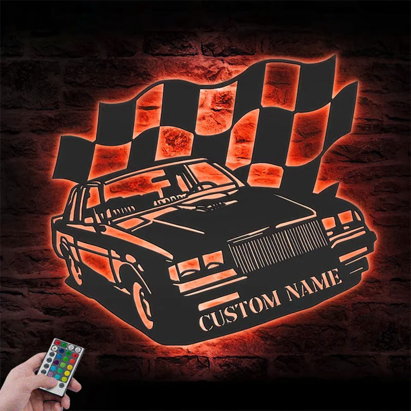 Custom Name Classic Muscle Car Name Sign Metal Wall Signs With RGB Led Light