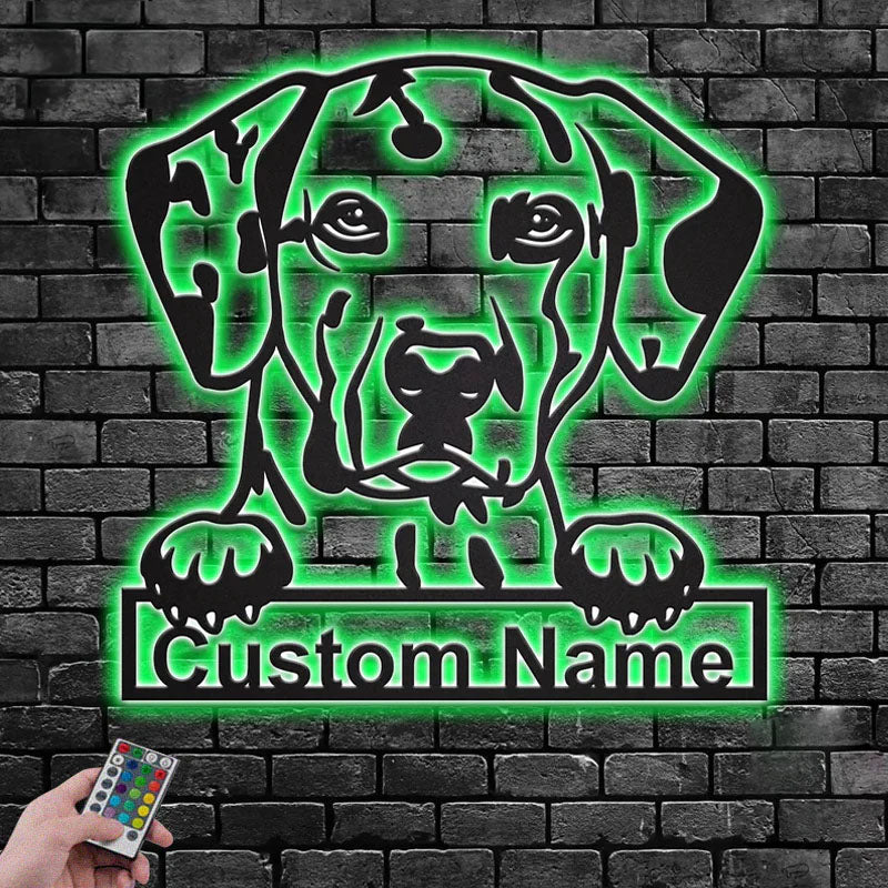 Custom Name Dalmatian Name Sign Decoration For Dog Room, Metal Wall Signs With RGB Led Light