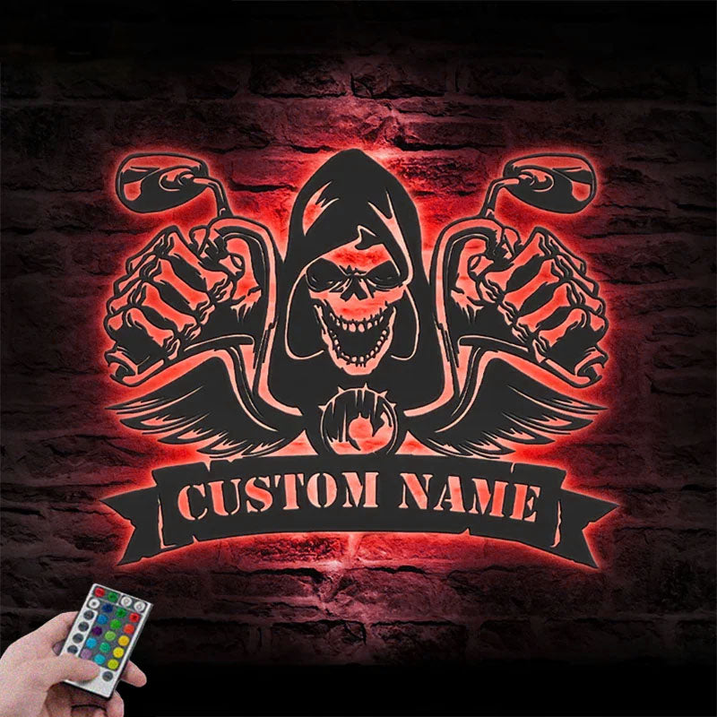 Custom Name Dirt Bike Name Sign Home Decor Metal Wall Signs With RGB Led Light