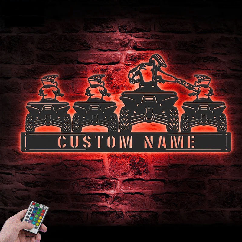 Custom Name Dirt Bike Name Sign Home Decor, Metal Wall Signs With RGB Led Light