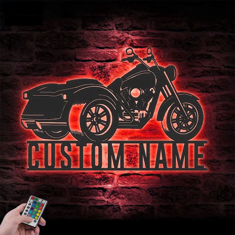 Custom Name Dirt Bike Name Sign Home Motorcycle Decor, Metal Wall Signs With RGB Led Light