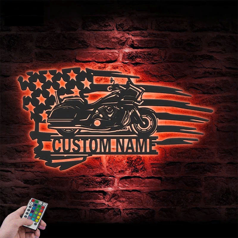 Custom Name Dirt Bike Name Sign Home, Metal Wall Signs With RGB Led Light