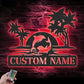 Custom Name Dolphin Couple on Beach in Aurora Metal Wall Signs With RGB Led Light
