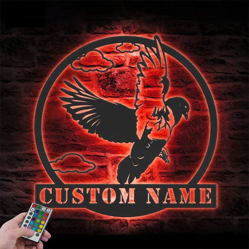 Custom Name Dove Pet Homing Bird Name Sign Home Decor, Metal Wall Signs With RGB Led Light
