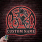 Custom Name Downhill Mountain Biking Metal Wall Signs With RGB Led Light