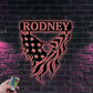 Custom Name Eagle With US Flag Name Metal Wall Signs With RGB Led Light