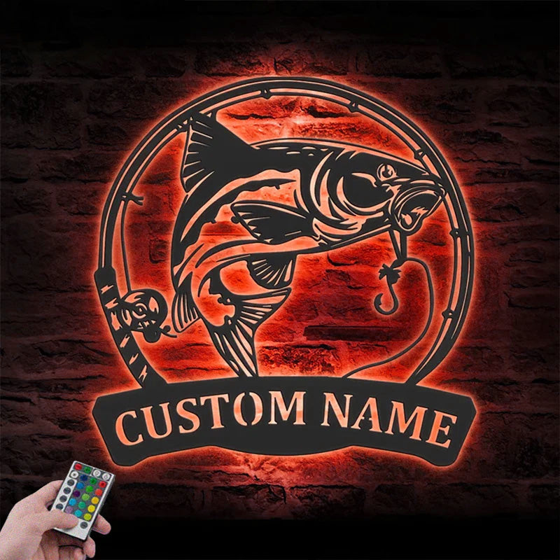 Custom Name Fisher Name Sign Home Decor Boy Girl Nursery Metal Wall Signs With RGB Led Light