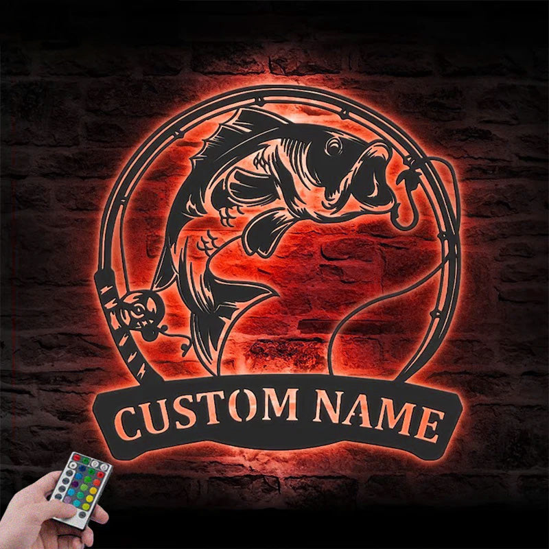 Custom Name Fisher Name Sign Home Decor Kid Boy Girl Nursery Metal Wall Signs With RGB Led Light