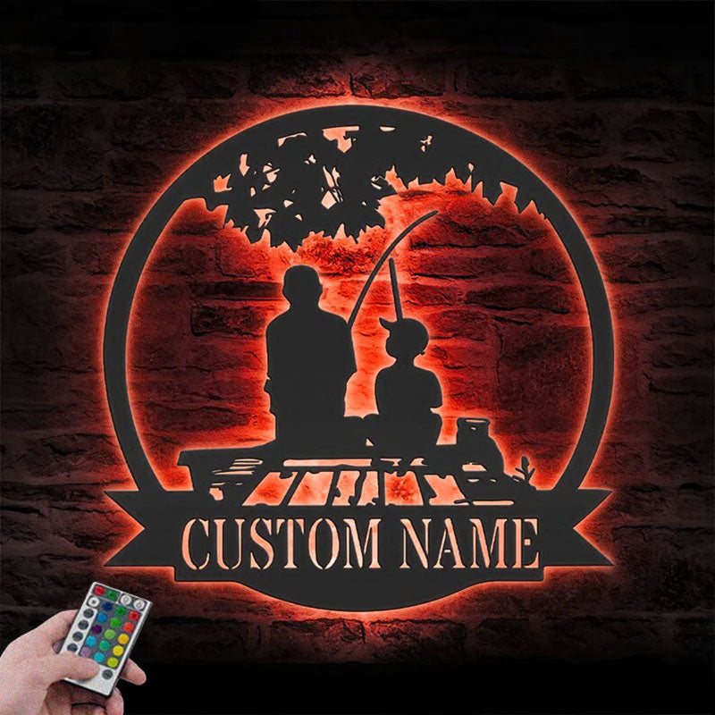 Custom Name Fisher Name Sign Home Decor Kid Boy Girl Nursery Metal Wall Signs With RGB Led Light