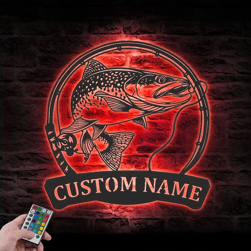 Custom Name Fisher Name Sign Home Decor Metal Wall Signs With RGB Led Light