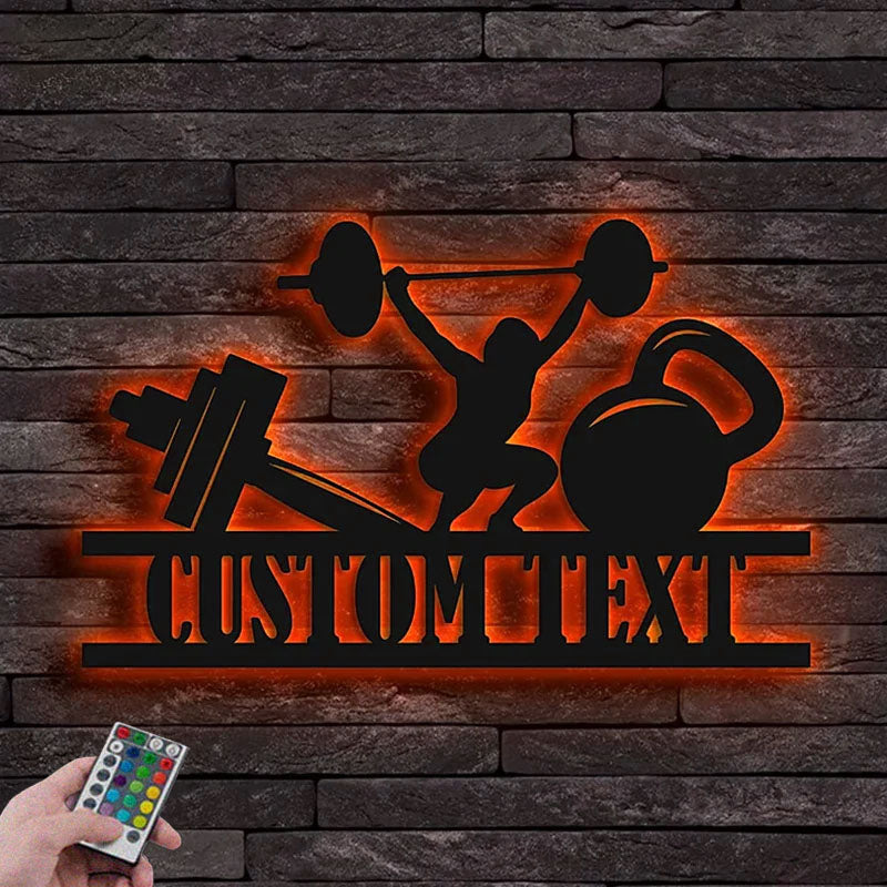 Custom Name Fitness Room Name Sign Metal Wall Signs With RGB Led Light