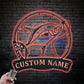 Custom Name Florida Pompano Fish Pole Metal Wall Signs With RGB Led Light