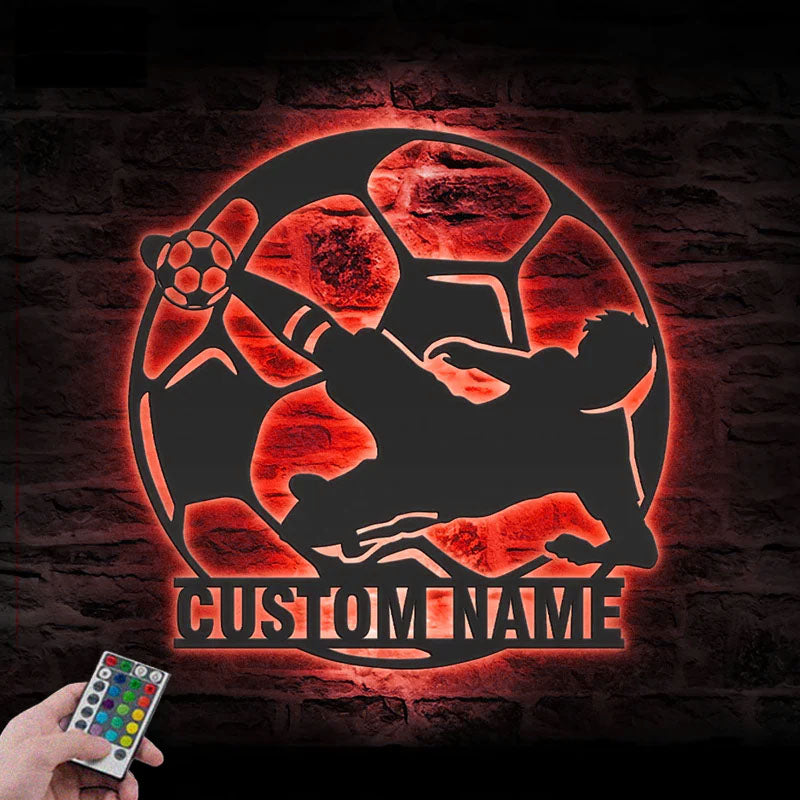 Custom Name Football Player Name Sign Home Decor, Metal Wall Signs With RGB Led Light