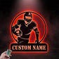 Custom Name Football Player, Metal Wall Signs With RGB Led Light